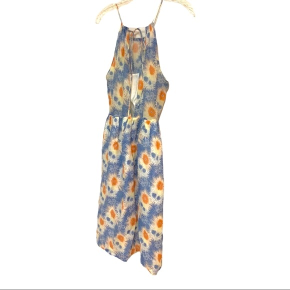 Steven Alan periwinkle & burnt orange print halter dress size 2 - Picture 2 of 6